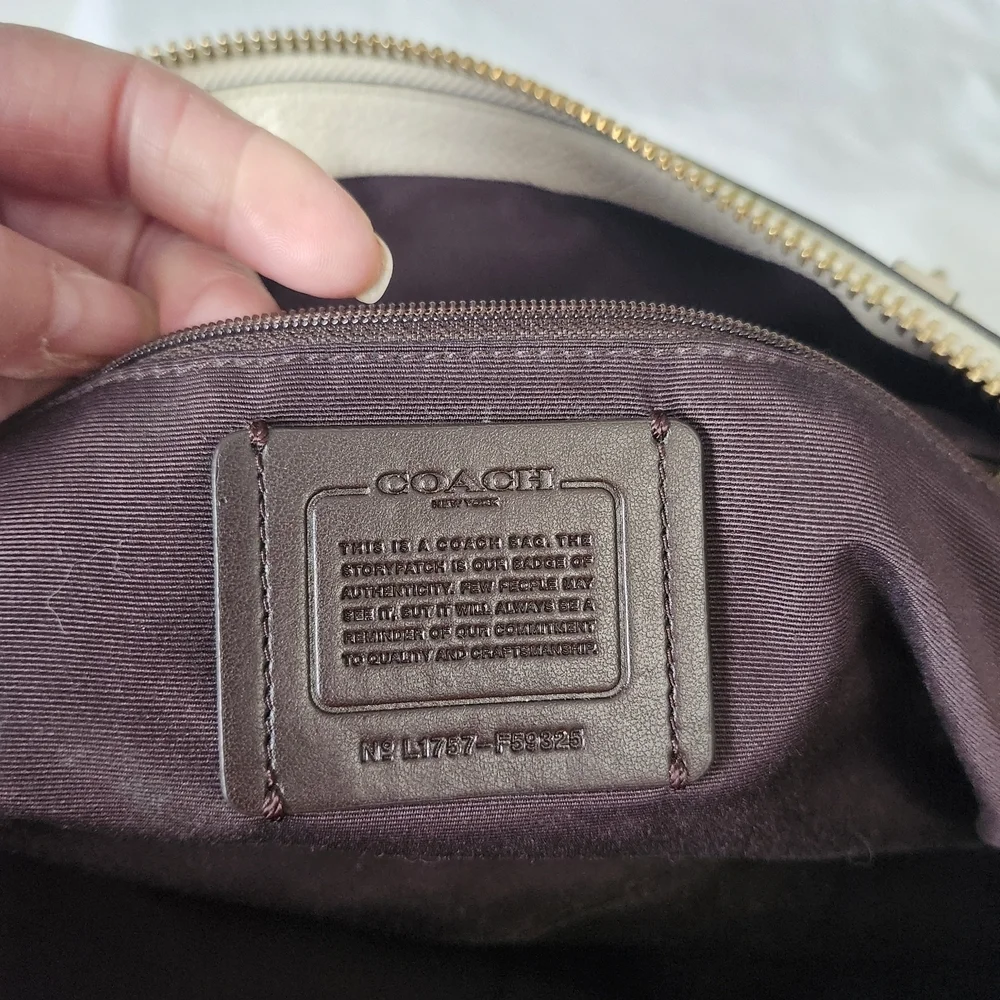 Coach Ivory Leather Tote with Gold Accents